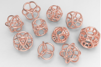 10 Polytope Beads Set - Scientific Jewellery 3D Print Pendants