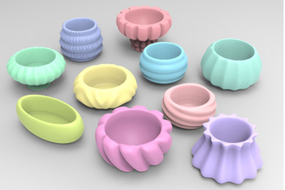 10 Cute Geometric 3D Printing Planter Set