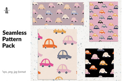 Cute cars seamless patterns