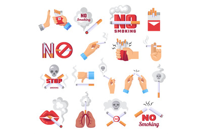 Cigarette icon. Dangerous from smoke of cigarettes vector lungs protec