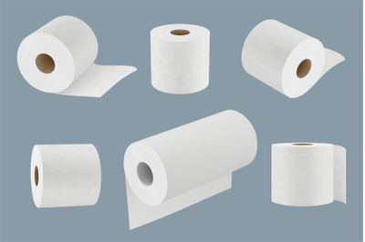 Toilet paper. White soft kitchen towel roll for hygiene 3d realistic t