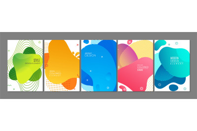 Abstract shapes cards. Advertising banners, contemporary bright flyers