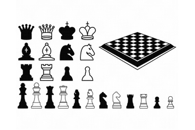 Chess Pieces and Board SVG