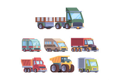 Trucks collection. Heavy industry and cargo service vehicles postal de