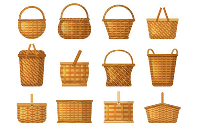 Holiday basket. Product hampers for camping vector handcraft basket ca