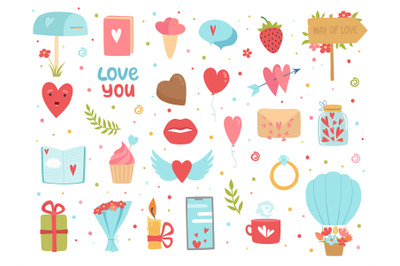 Love and friendship icons. Happy community and relationship romance im