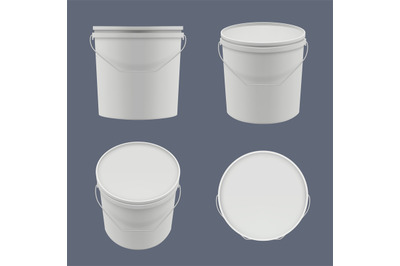 Plastic buckets. Yoghurt or construction liquids containers packages t