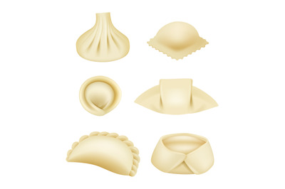 Dumplings realistic. Dough products pierogi asian dumplings wontons an