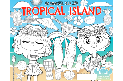 Tropical Island Digital Stamps - Lime and Kiwi Designs