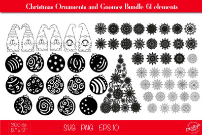 Christmas Gnomes SVG with snowflake and Christmas ornaments SVG