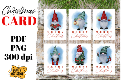 Merry Christmas card template. Christmas gnome design