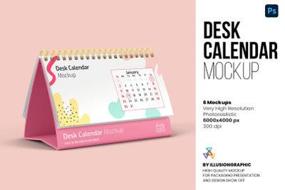 Desk Calendar Mockup - 6 views