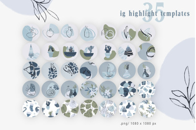 Blue winter abstract instagram highlight templates