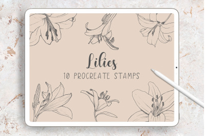 Lilies Procreate Stamp Brushes