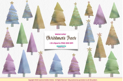 watercolor christmas trees cliparts