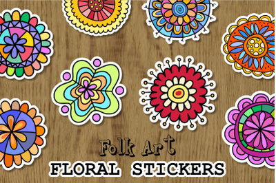 Folk Art Floral Doodle Stickers