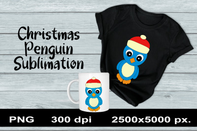 Christmas Penguin Sublimation PNG Design. Animal Clipart.