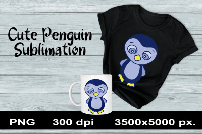 Cute Penguin Sublimation PNG Design. Animal Clipart.