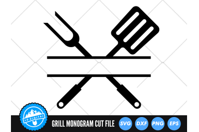 BBQ Grill Utensils Monogram SVG | Barbeque SVG | Grilling Cut File