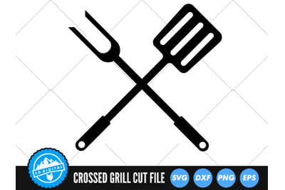 BBQ Grill Utensils SVG | Crossed Grill and Spatula SVG | Barbeque SVG