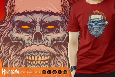 Head Angry Skull Santa Claus Christmas Illustrations