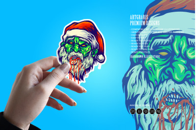 Santa Claus Head Zombie Bloods Illustrations