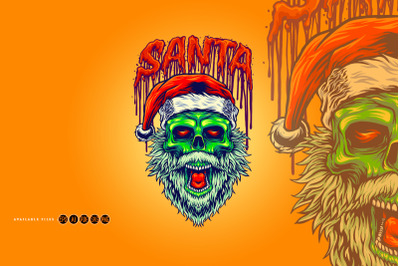 Santa Green Skull Skeleton Horror Illustrations