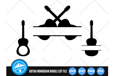 Guitar Monogram Bundle SVG | Guitar Split Name Frame Cut File