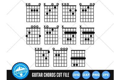 Guitar Chords Chart SVG | Music Chords Cut File | Guitar SVG