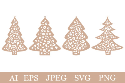 Christmas tree Gift Tags. Christmas tree leopart print tags