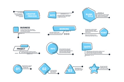 Callouts boxes. Digital frames for text layout bars templates vector c