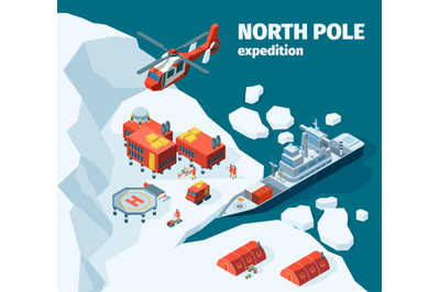 Meteorological north station. Polar north pole background explorer tou