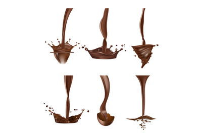 Chocolate splashes. Stream liquid delicious chocolate drops hot sauce