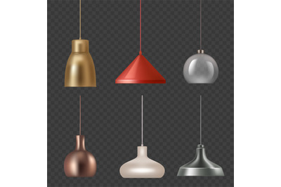 Lamp realistic. Hanging luxury interior decoration modern lamp colored