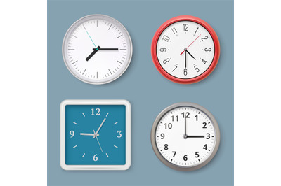 Wall clock. Time symbols switches wall clock for office interior vecto