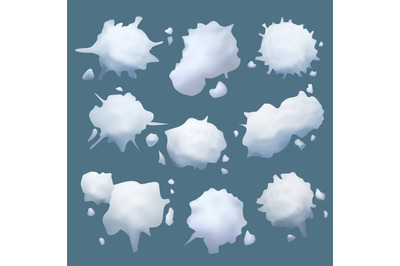 Snowball realistic. Fight funny game with round frozen snowballs slush