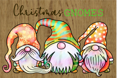 Funny Festive Christmas Watercolor Garden Gnomes