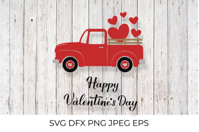 Valentines Truck.  Vintage pickup delivers hearts.. Happy Valentines D