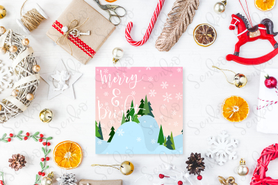 Cute vintage christmas new year gifts mock up