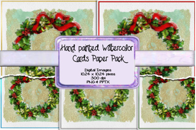 Hand Painted Watercolor Holiday Cards Paper Pack (set 2)