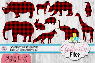 Wild Animals In Plaid Pattern For Sublimation