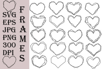 Geometric Frames SVG. Hearts. Wedding. Ornament . Birthday.