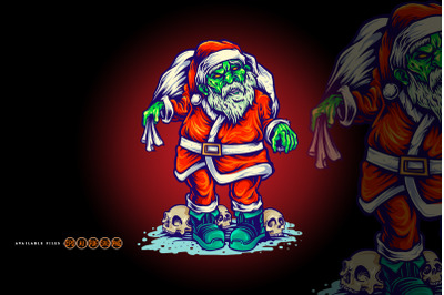 Zombie Santa Claus Merry Christmas Illustrations