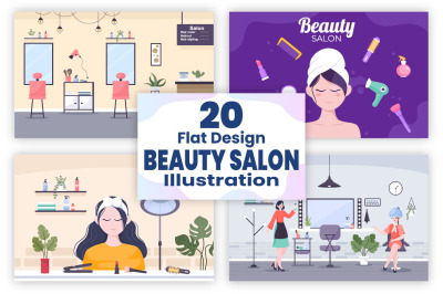 20 Beauty Salon Flat Design Illustration