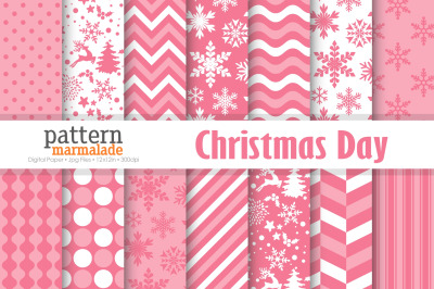Christmas Day Digital Paper - Pink - U011MG05