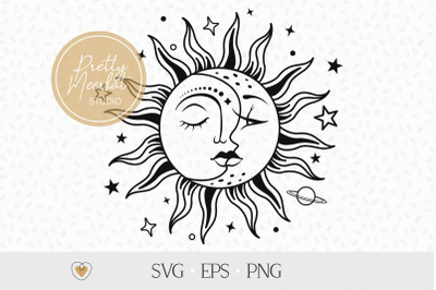 Sun and moon svg, Celestial svg, Witchy svg