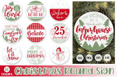 Christmas SVG, Round Sign Christmas SVG, Merry Christmas Bundle