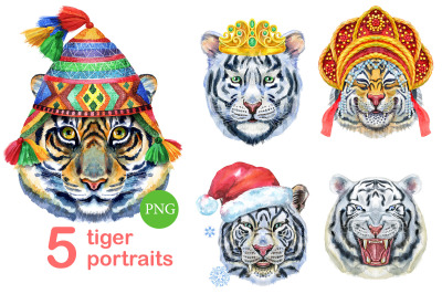 Cute watercolor tigers. Part 8
