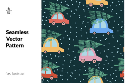 Christmas cars seamless pattern