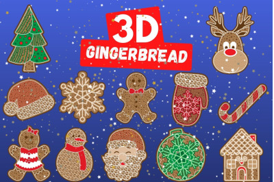 3D Gingerbread SVG Bundle